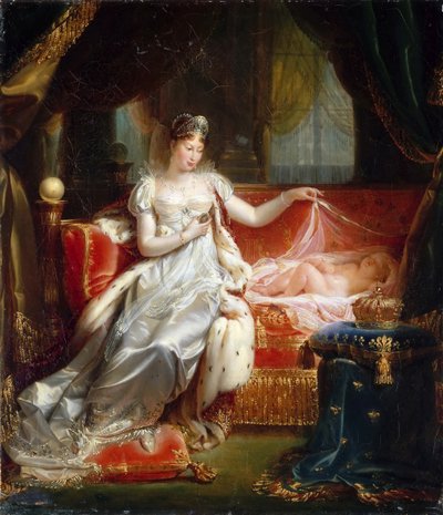 Keizerin Marie-Louise met de slapende Koning van Rome door Joseph Boniface Franque