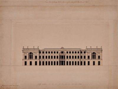 Oostelijke voorzijde van Langley Hall in Kent door Joseph Bonomi