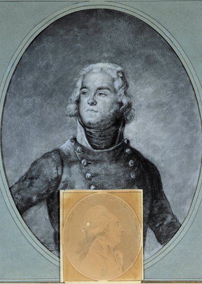 Portret van generaal Louis Lazare Hoche (1768-1797) Onder, portret van Anarchasis Cloots (1755-1794), afgevaardigde bij de Nationale Conventie. Tekening door Joseph Boze (1744/1745-1826) 18e eeuw. Versailles, Lambinet museum door Joseph Boze