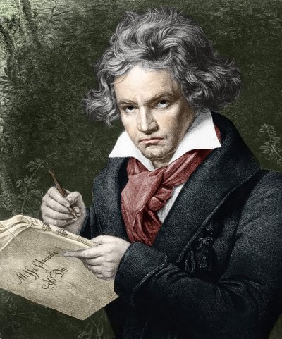 Ludwig van Beethoven (1770-1827), componeert de Missa solemnis, naar Karl Joseph Stieler (1781-1858) door Joseph Carl (after) Stieler