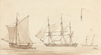 Schoener, Korvet en Vissersboot door Joseph Cartwright