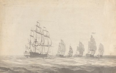 Zes slagschepen die in zware zeeën wenden door Joseph Cartwright