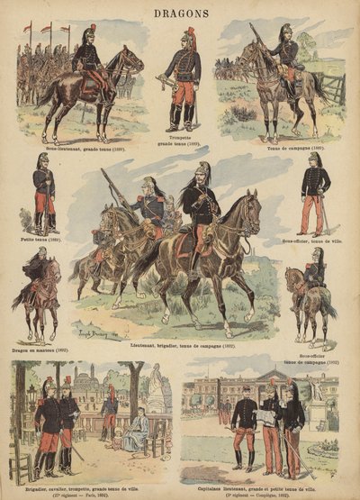 Dragonders van het Franse leger door Joseph Charles (after) Beuzon