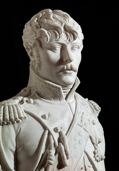 Eugene Rose de Beauharnais genaamd Prins Eugene vicekoning van Italië en daarna Hertog van Leuchtenberg (1781-1824), adoptief zoon van Napoleon I. Marmeren beeldhouwwerk door Joseph Chinard (1756-1813) 1806 Versailles, kasteelmuseum door Joseph Chinard