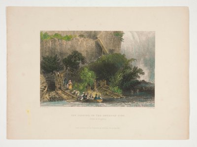 De landing, aan de Amerikaanse kant (Niagarawatervallen), illustratie voor Nathaniel Parker Willis door Joseph Clayton Bentley