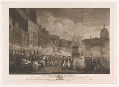 Ontmoeting van soldaten op College Green te Dublin door Joseph Collyer