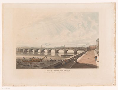 Gezicht op de Waterloo Bridge vanaf de oostzijde van het terras van Somerset House door Joseph Constantine Stadler