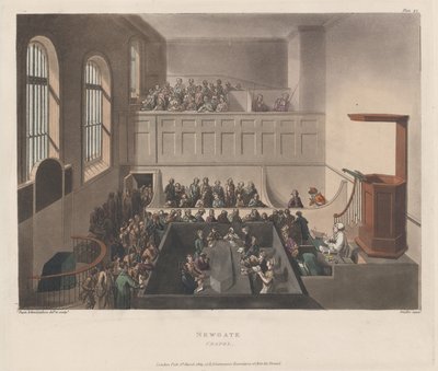 Newgate Kapel, 1809 door Joseph Constantine Stadler