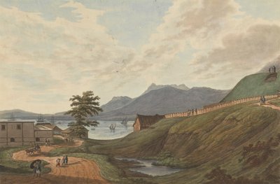 Soongey Lamou Heuvels Fort Marlborough, Benkulen, Sumatra, 1799 door Joseph Constantine Stadler