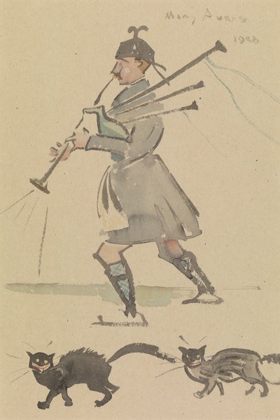 Schot die Doedelzak speelt door Joseph Crawhall