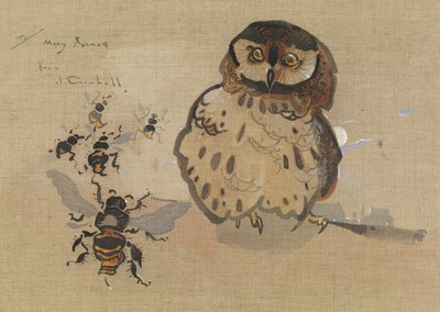 Uil en bijen door Joseph Crawhall