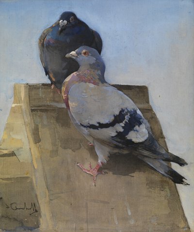 Duiven op het dak door Joseph Crawhall