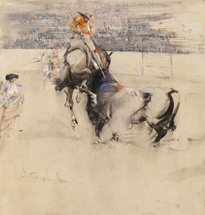 Het stierengevecht in Algeciras door Joseph Crawhall