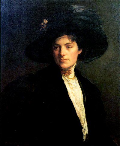 Vrouw met een zwarte hoed, 1910 door Joseph DeCamp