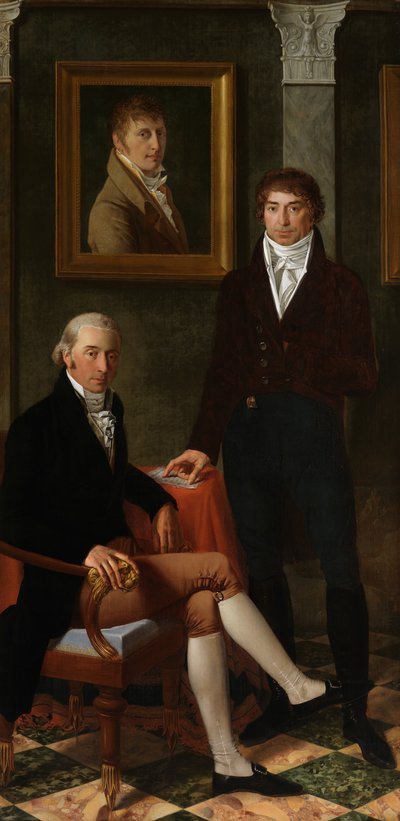 Vriendschapsportret van de kunstenaars François Wynckelman, François van der Donckt en Joseph Odevaere door Joseph Denis Odevaere