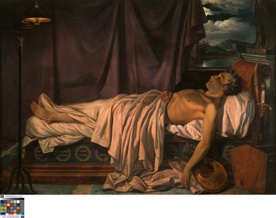 Lord Byron op zijn sterfbed, ca. 1826 door Joseph Denis Odevaere