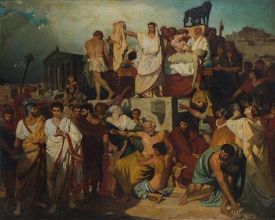 Redevoering van Marcus Antonius bij de begrafenis van Caesar door Joseph Desire Court