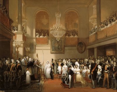 Huwelijk van Leopold I van België en Prinses Louise van Orléans in het Kasteel van Compiègne door Joseph Desire Court