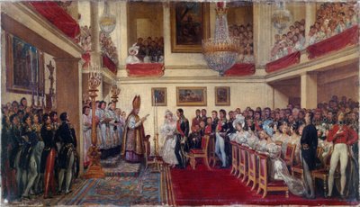Het huwelijk van koning Leopold I met de prinses van Orléans, tussen 1833 en 1837 door Joseph Desire Court