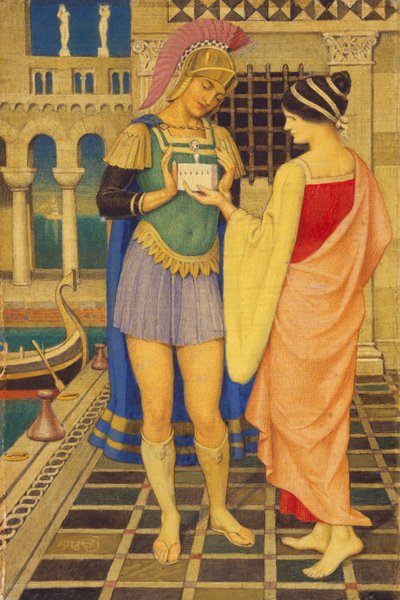 Een Romeinse Gladiator en zijn Dame door Joseph Edward Southall