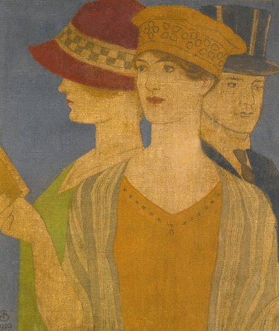 Bezoekers van een tentoonstelling door Joseph Edward Southall