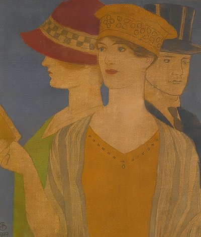 Tentoonstellingsbezoekers. 1919 door Joseph Edward Southall