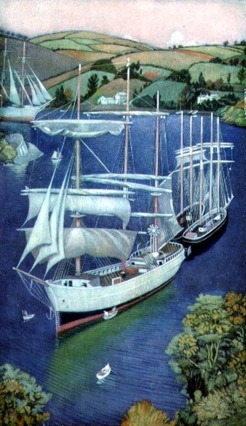 Brigs bij Fowey, Cornwall door Joseph Edward Southall