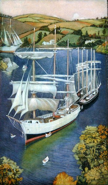 Brikken op de Fowey-estuarium, ca. 1929 door Joseph Edward Southall