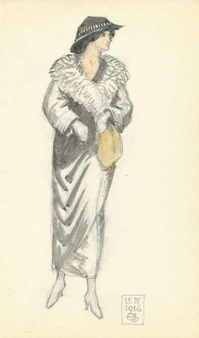 Modieuze dame, 15.IV.1916, 1916 door Joseph Edward Southall