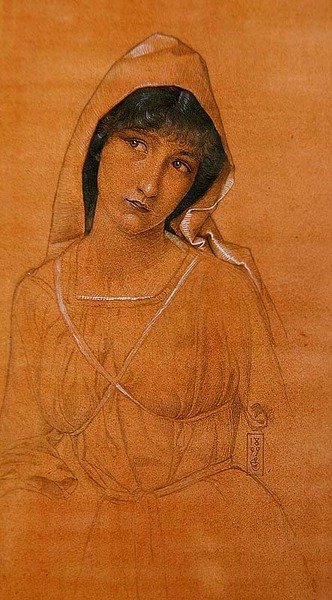 Meisje met een mantel door Joseph Edward Southall
