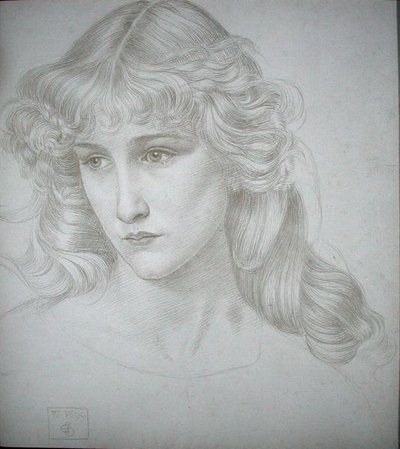 Hoofd van een meisje door Joseph Edward Southall
