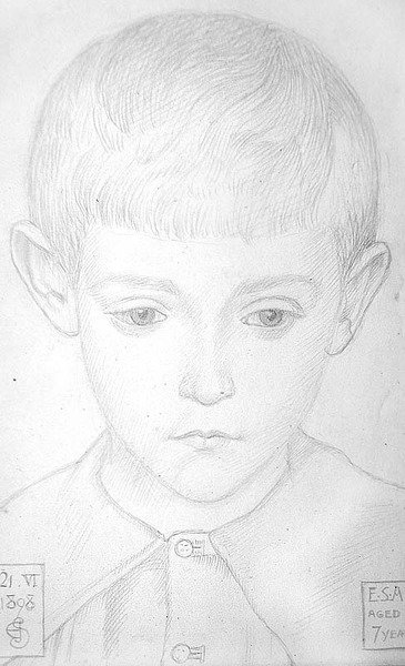 Portret van een Jonge Jongen (ESA 7 jaar oud) door Joseph Edward Southall