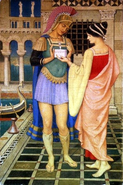 Het aanbieden van de kist door Joseph Edward Southall