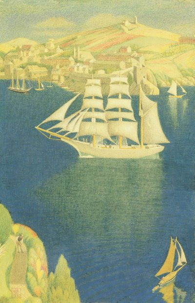 De witte bark bij Fowey, 1943 door Joseph Edward Southall