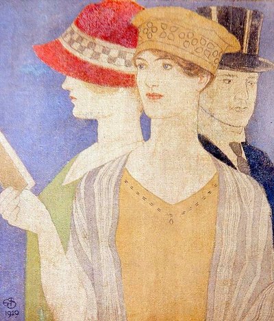 Bezoekers van een tentoonstelling door Joseph Edward Southall