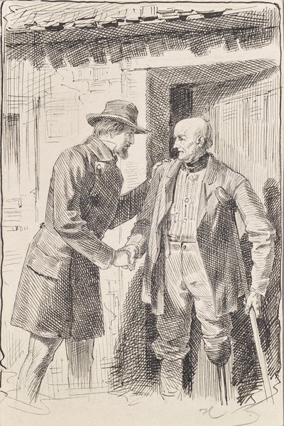 Twee mannen, één met een geamputeerd been door Joseph Eugen Hörwarter