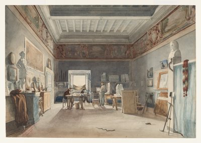 Een Studio in de Villa Medici, Rome door Joseph Eugène Lacroix