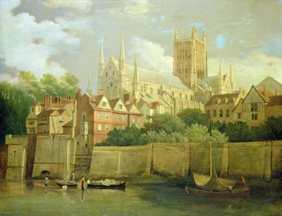 Een Uitzicht op Worcester Cathedral vanuit het Zuidwesten door Joseph Farington