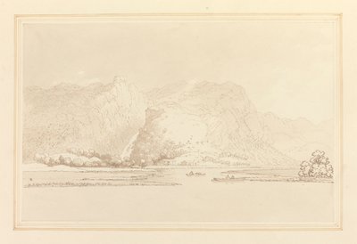 Lodore Cottage rotsen en waterval door Joseph Farington