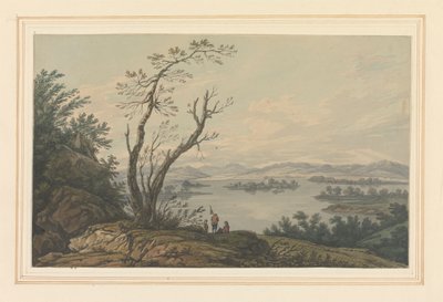 Uitzicht over Windermere naar het Grote Eiland door Joseph Farington