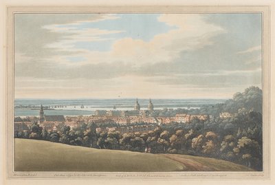 Uitzicht op Greenwich en de rivier, 1795 (aquatint) door Joseph Farington