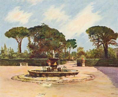 Rome: De Villa Medici, Het bassin en de tuin door Joseph Felix Bouchor