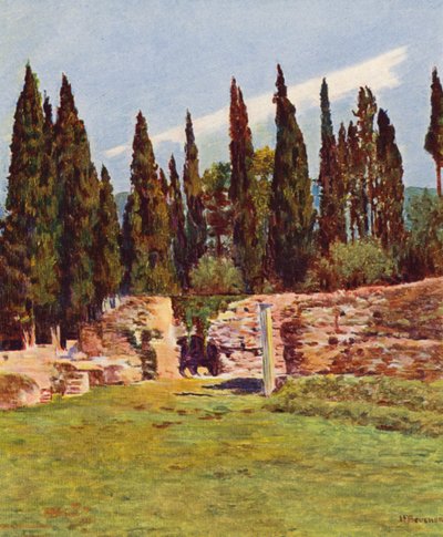 Rome: Villa Hadriana, Kolommen van het Griekse theater door Joseph Felix Bouchor