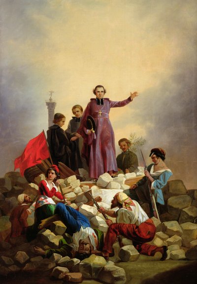 Aartsbisschop Affre op de Barricades, 1848 door Joseph Felon