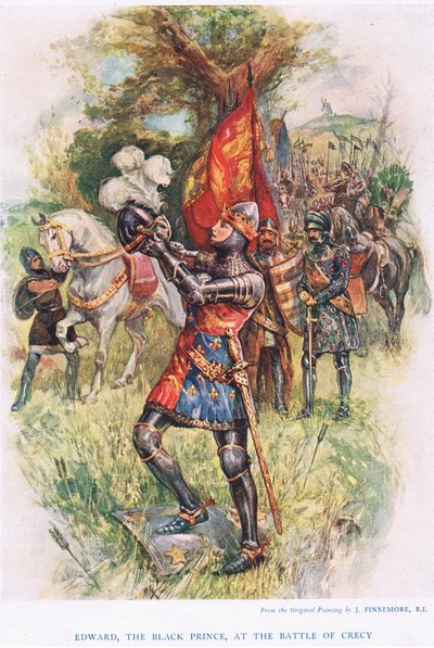 Edward, De Zwarte Prins bij de Slag om Crecy, illustratie uit 