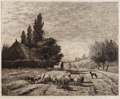 Dorpsstraat in Frankrijk door Joseph Foxcroft Cole