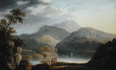 Een landschap in het Lake District door Joseph Francis Gilbert