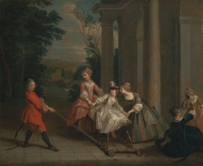 Kinderen spelen met een hobbelpaard door Joseph Francis Nollekens