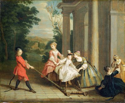 Kinderen spelen met een stokpaard, ca. 1741-47 door Joseph Francis Nollekens
