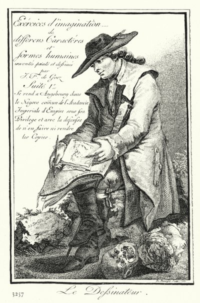 De Cartoonist (gravure) door Joseph Franz von (after) Goez